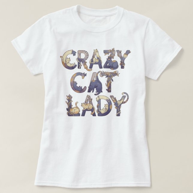 Crazy Cat Lady White T-Shirt (Design Front)