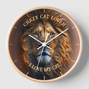 "CRAZY CAT LOVER" Fun Personalized Wall Clock