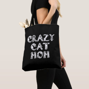 Crazy Cat Mum White Logo Tote Bag