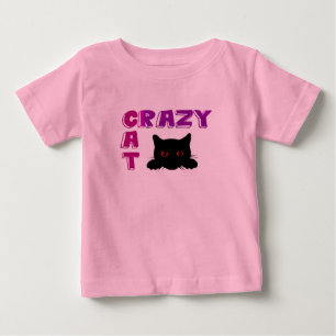 "Crazy Cat" pink t-shirt for kids.