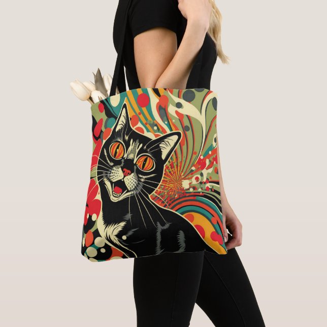 Crazy Cat  Tote Bag (Close Up)