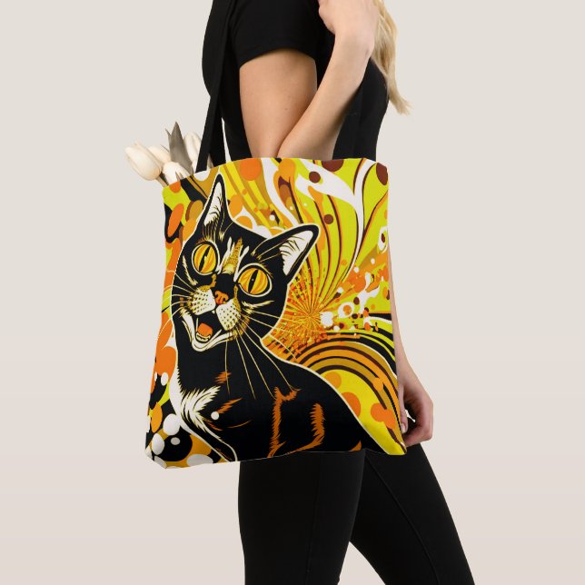 Crazy Cat  Tote Bag (Close Up)