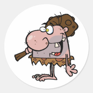 Crazy Caveman Classic Round Sticker