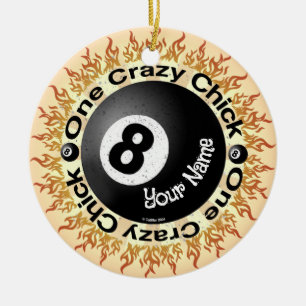 Crazy Chick Eightball  Ceramic Tree Decoration