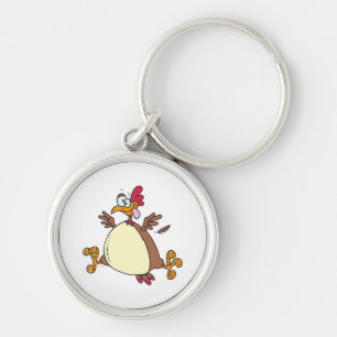 crazy chicken hen cartoon key ring