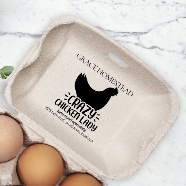 Crazy Chicken Lady Farm Stand Egg Carton Add Name Rubber Stamp (Creator Uploaded)