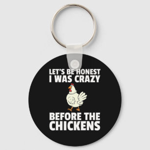 Crazy Chicken Lady Farmer Funny Hens Key Ring
