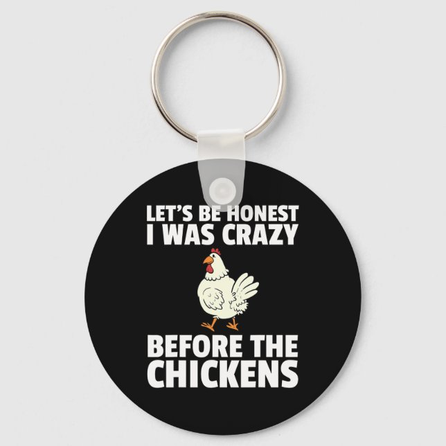 Crazy Chicken Lady Farmer Funny Hens  Key Ring (Front)