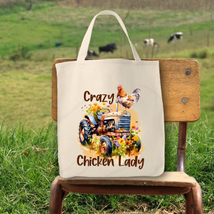 Crazy Chicken Lady Fun Farmers Market Tote Bag