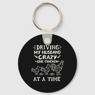 Crazy Chicken Lady Funny Chicken Small Key Ring