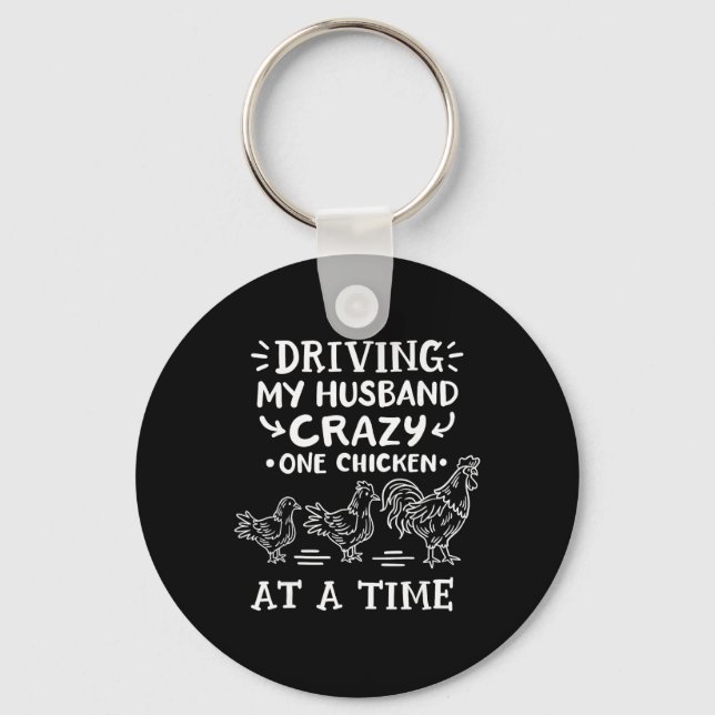 Crazy Chicken Lady Funny Chicken Small  Key Ring (Front)