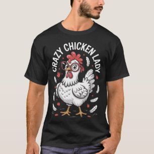 Crazy Chicken Lady Retro Sunset Style T-Shirt