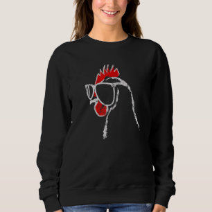 Crazy Chicken with Sunglasses Graffiti Graphic Gra Sweatshirt