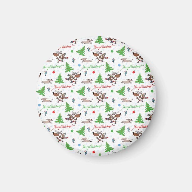 crazy christmas deer magnet (Front)
