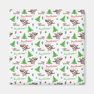 crazy christmas deer magnet
