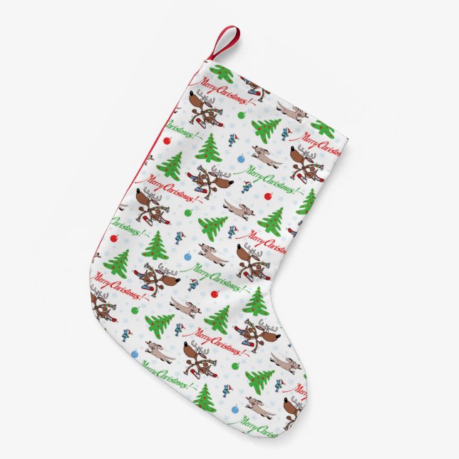 crazy christmas deer small christmas stocking (Front (Hanging))