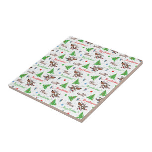 crazy christmas deer tile