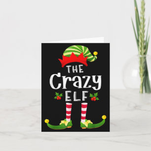 Crazy Christmas Elf Matching Pajama X-mas Party Card