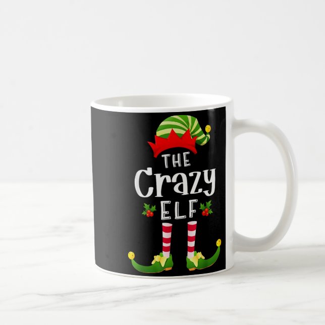 Crazy Christmas Elf Matching Pajama X-mas Party  Coffee Mug (Right)
