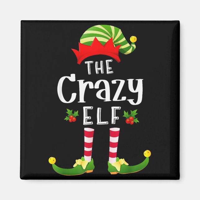 Crazy Christmas Elf Matching Pajama X-mas Party  Magnet (Front)