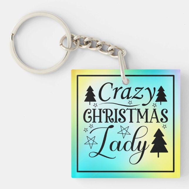 Crazy Christmas Lady-45322 Key Ring (Front)