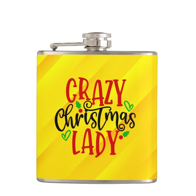 Crazy Christmas Lady-84654 Hip Flask (Front)