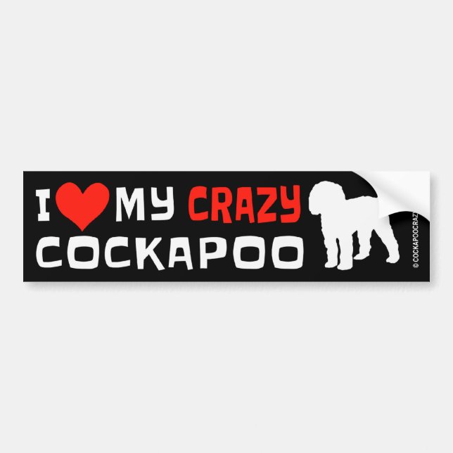 Crazy Cockapoo (Long-Tail) Bumper Sticker (Front)