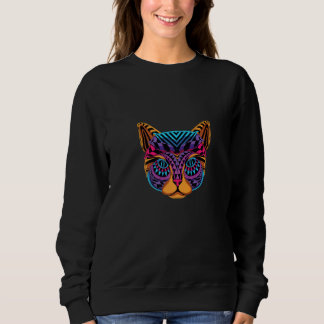 Crazy Colourful Cat Cat  Mandala Hoodie