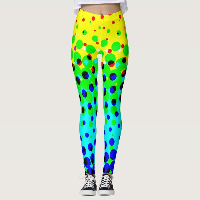 Crazy Colourful Polka Dots Leggings (Front)