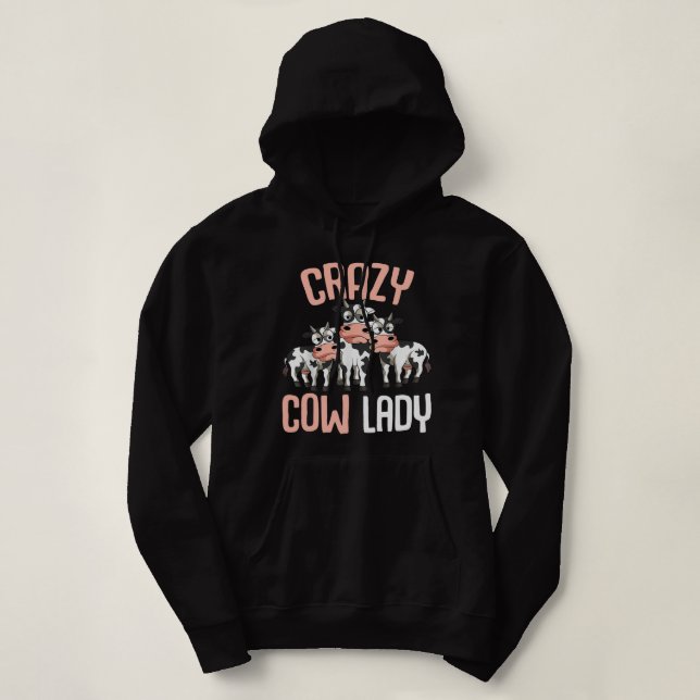 Crazy Cow Lady Cow Lover Women. Perfect design for Hoodie (Design Front)