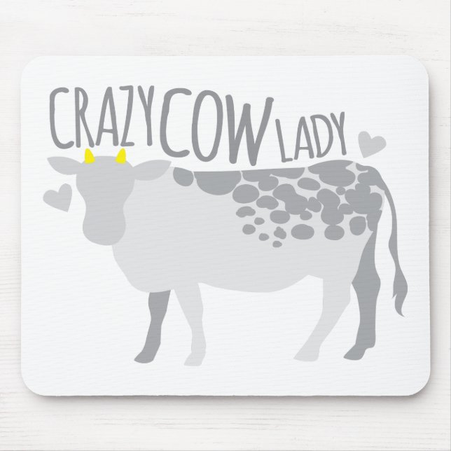 Crazy Cow Lady Mouse Pad (Front)