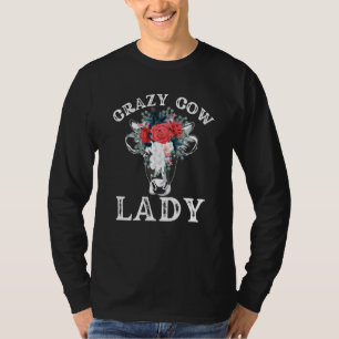 Crazy Cow Lady Women Animal Flowers Mother's Day T-Shirt