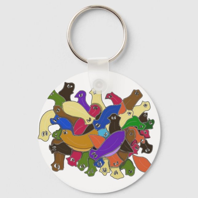 Crazy Cross Eyed Planarian Worms Design 2 Key Ring (Front)