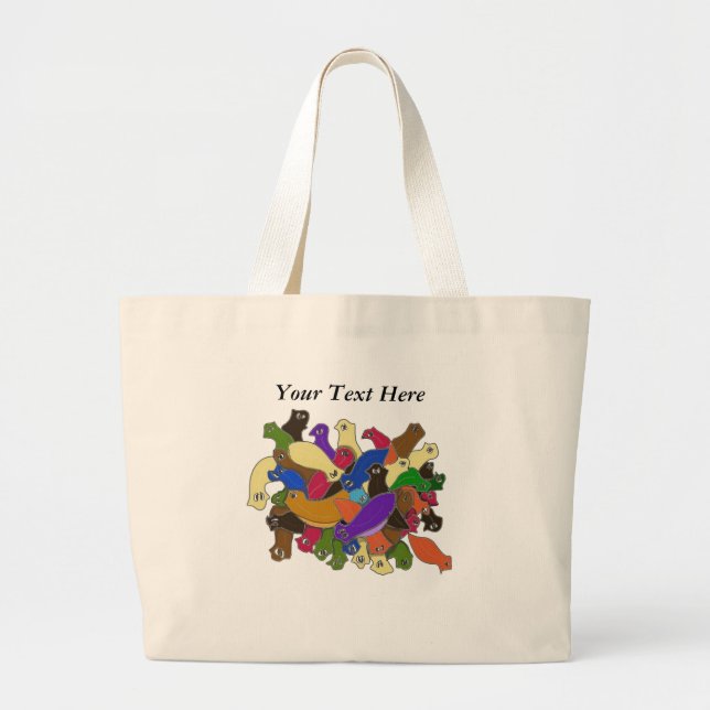 Crazy Cross Eyed Planarian Worms Design 2 Large Tote Bag (Front)