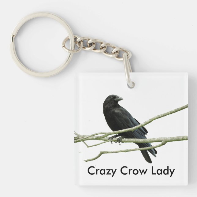 Crazy Crow Lady Keychain (Front)