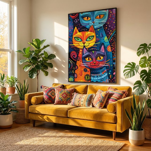 Crazy Cute Cats: Bright Doodle Cartoon Banner Poster (Creator Uploaded)