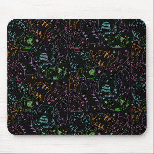 Crazy Cute Cats Colourful Cartoon Pattern Gift Mouse Pad