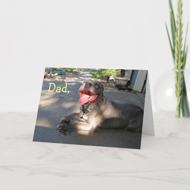 Crazy Dad Pitbull Father's Day Card (Front)