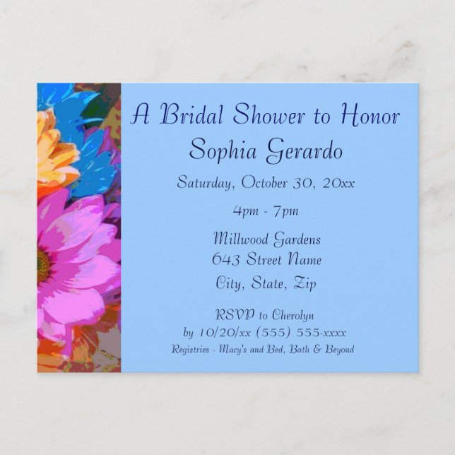 "Crazy Daisies" (1) - Bridal Shower Invitation Postcard (Front)