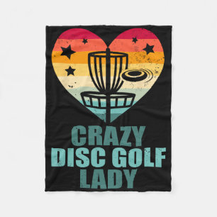 Crazy Disc Golf Lady Vintage Retro Heart Funny Dis Fleece Blanket