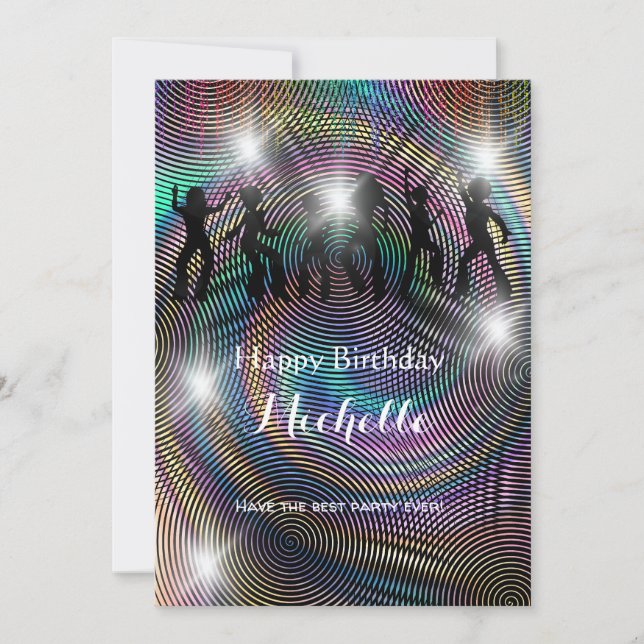 Crazy disco psychedelic birthday greeting card (Front)