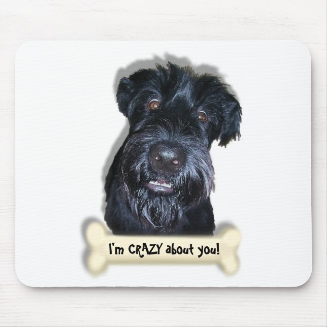 Crazy Dog and bone Mouse Pad (Front)