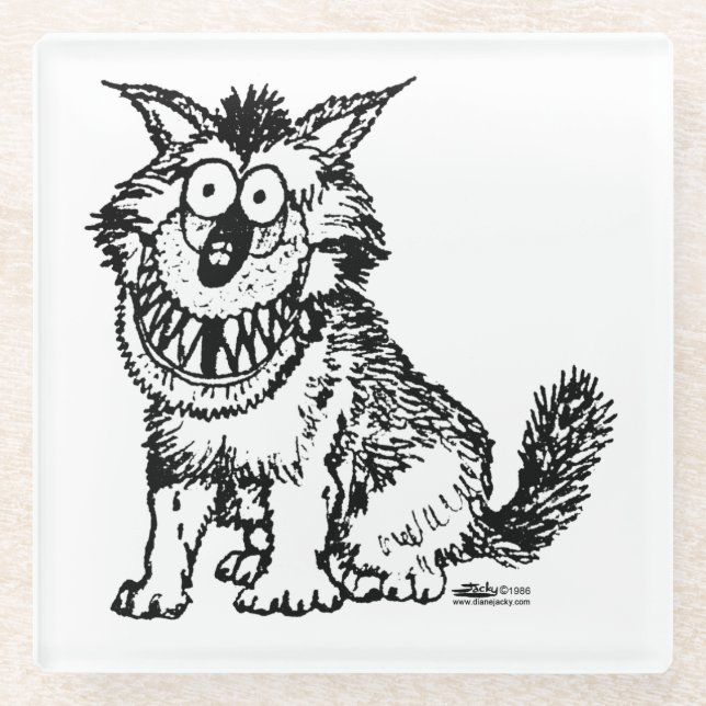 Crazy Dog Glass Coaster (Front)