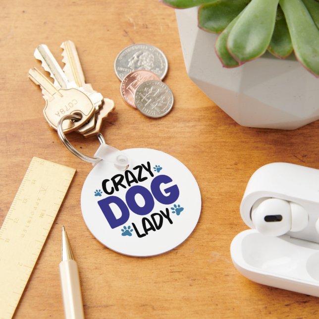 Crazy Dog Lady Custom Personalised Pet Photo Key Ring (Desk)
