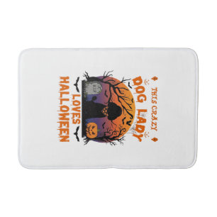 Crazy Dog Lady Loves Halloween Poodle Pumpkin Tomb Bath Mat