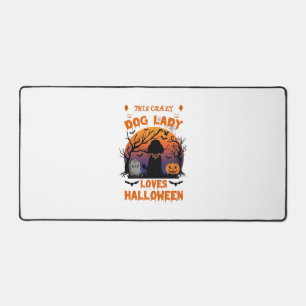 Crazy Dog Lady Loves Halloween Poodle Pumpkin Tomb Desk Mat