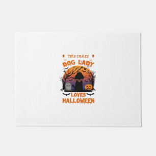 Crazy Dog Lady Loves Halloween Poodle Pumpkin Tomb Doormat