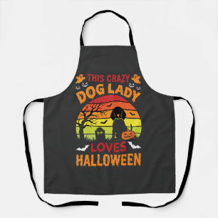 Crazy Dog Lady Loves Halloween Vintage Design Apron