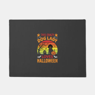 Crazy Dog Lady Loves Halloween Vintage Design Doormat
