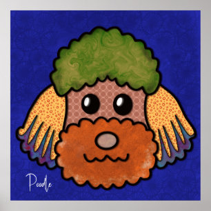 Crazy dog Poodle face with abstract patterns Poster
